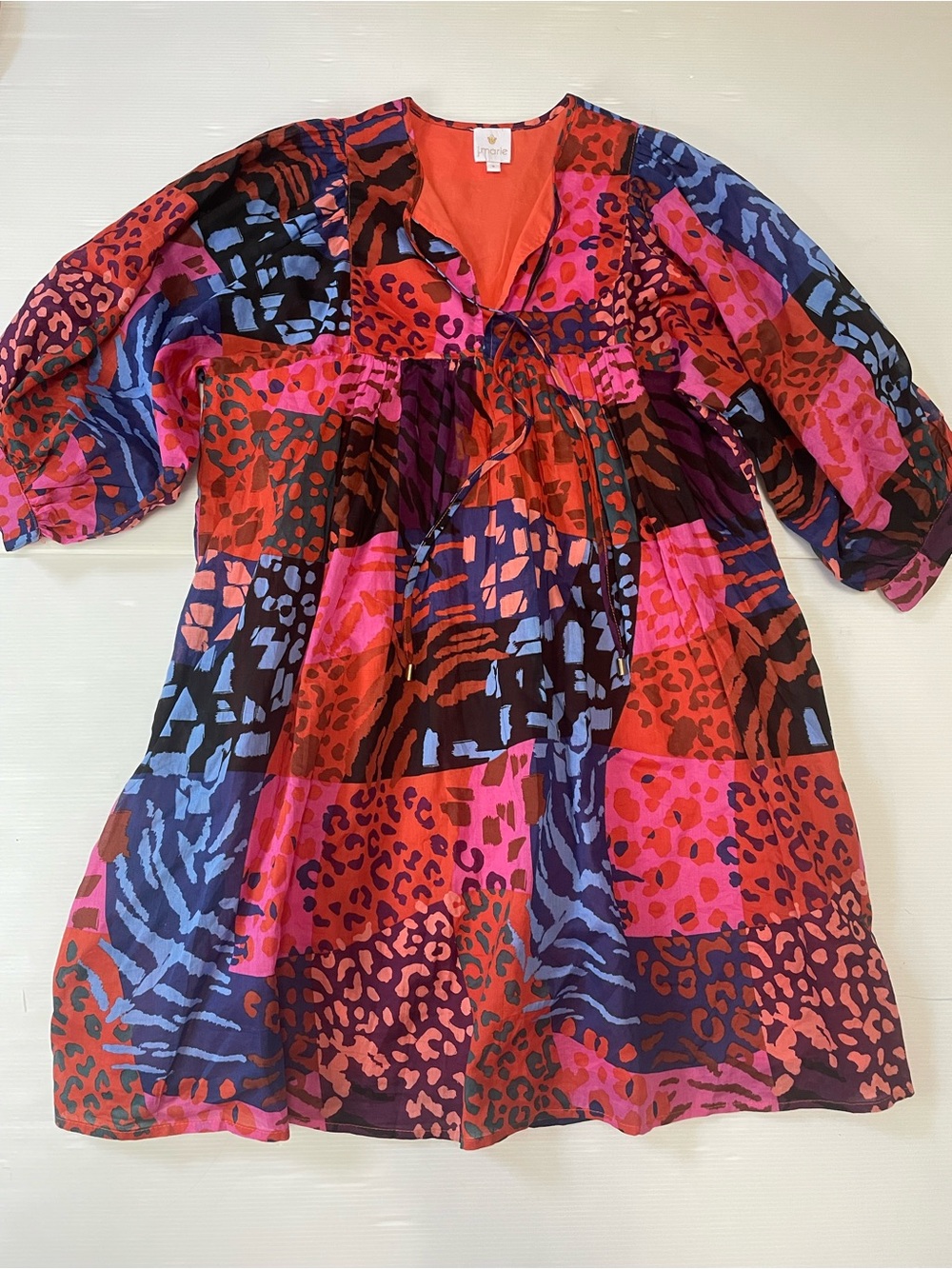 J.MARIE jade puff sleeve dress in multicolor size small NWOT